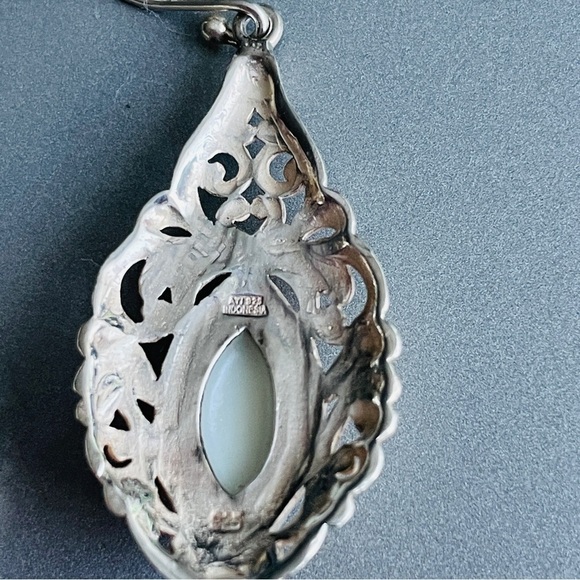 Annika Witt Filigree Mother Of Pearl Dangle Vintage Sterling Silver Earr… - Picture 5 of 7